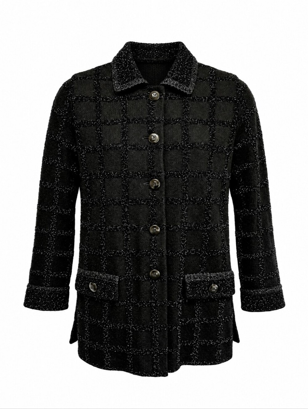 ST. JOHN Collection by Marie Gray Women’s Size 10 Black Plaid Knit Jacket